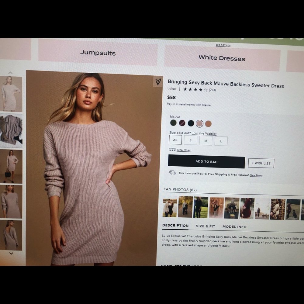 Lulus low back sweater dress